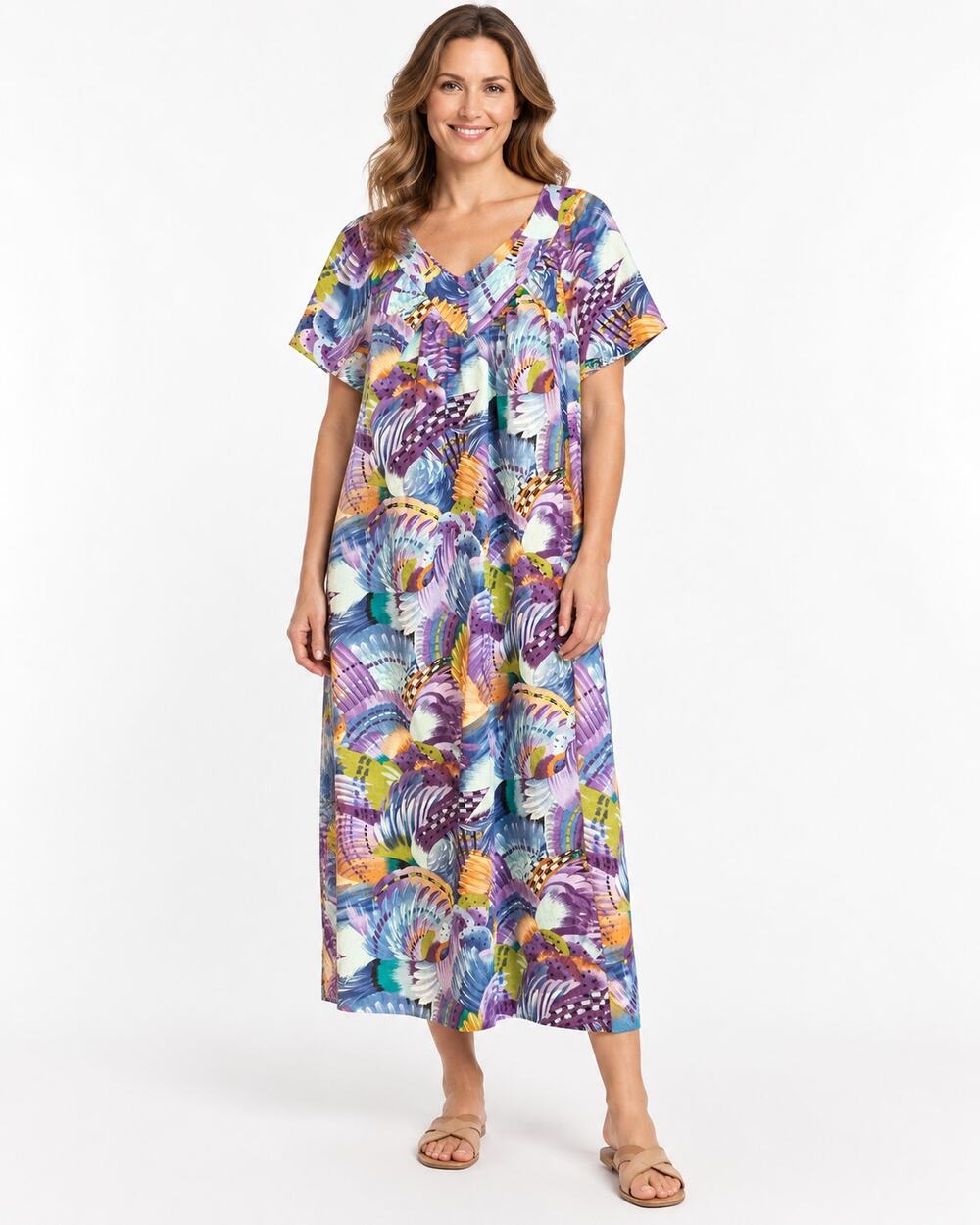 Vintage Hawaiian Muumuu Kaftan Dress Women’s L 44" Bust 52" Long